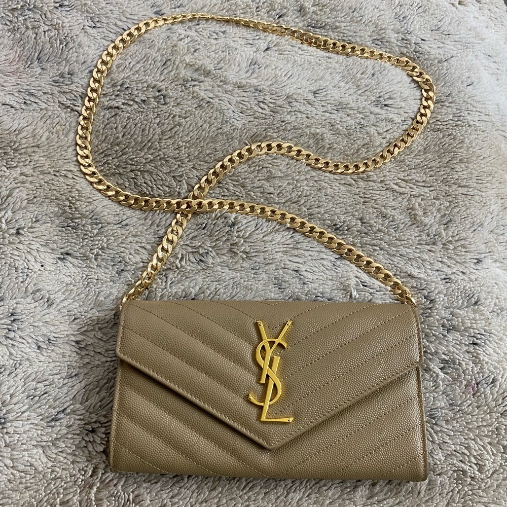 Yves Saint Laurent Beige Long Wallet